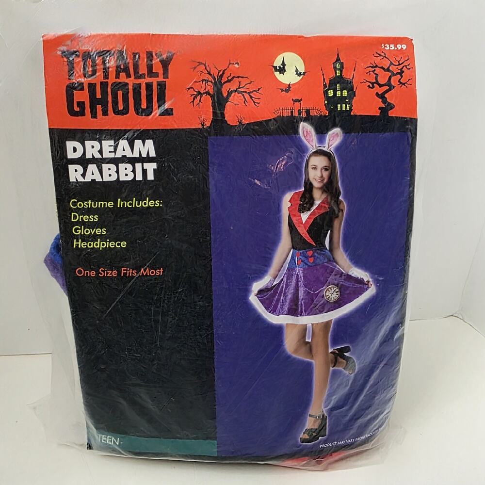 Totally Ghoul Teen Halloween Costume ONE SIZE NEW Dream Rabbit Wonderland Rabbit
